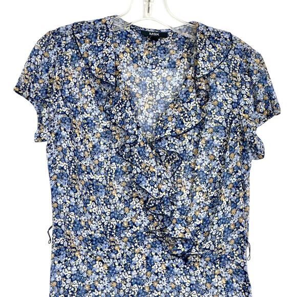 Y2k Midi Dress 8 Sheer Ditsy Floral Chiffon Ethereal Fairy WhimsiGoth Ruffle MSK - Picture 14 of 16